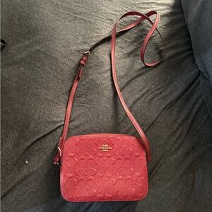 Coach Red Quilted Crossbody Bag with Adjustable Strap
